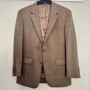 Jos A Banks Men's Sport Coat 100% Wool Brown Size 44L Excellent Condition!